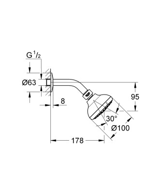 Grohe Tempesta 100 Tepe Duşu Seti 3 Akışlı - 26088001 - 2