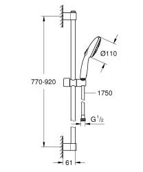 Grohe Tempesta 110 Duş Seti 3 fonksiyonlu (Rain, Jet, Massage) - 26771003 - 2