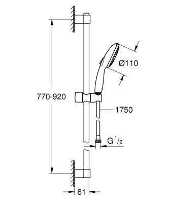 Grohe Tempesta 110 Duş Seti 3 fonksiyonlu (Rain, Jet, Massage) - 26771003 - 2