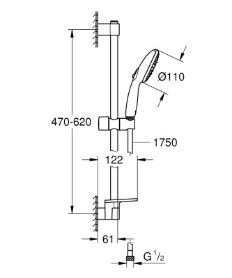 Grohe Tempesta 110 Duş Seti 3 fonksiyonlu (Rain, Jet, Massage) - 26918003 - 2
