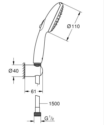 Grohe Tempesta 110 El duşu 1 akışlı 9,5l - 26920003 - 2