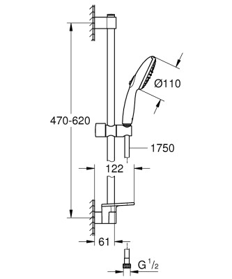 Grohe Tempesta 110 El Duşu Seti 2 fonksiyonlu (Rain, Jet) - 26638003 - 2