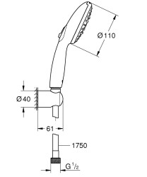 Grohe Tempesta 110 El Duşu Seti 3 fonksiyonlu (Rain, Jet, Massage) - 26639003 - 2