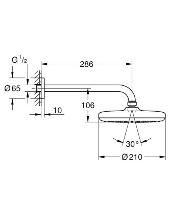 Grohe Tempesta 210 Tepe Duşu Seti 286mm 9,5l - 1022182430 - 2