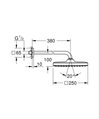 Grohe Tempesta 250 Cube Tepe duşu seti 380 mm, tek akışlı Mat Siyah - 266872430 - 2