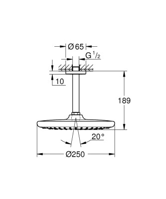 Grohe Tempesta 250 Tepe duşu seti 142 mm, tek akışlı Mat Siyah - 266692430 - 2