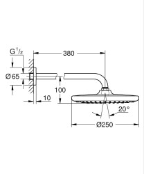 Grohe Tempesta 250 Tepe duşu seti 380 mm, tek akışlı Mat Siyah - 266682430 - 2