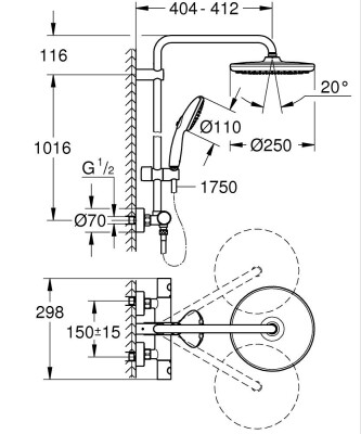 Grohe Tempesta 250 Termostatik Duş Sistemi - 26670001 - 2