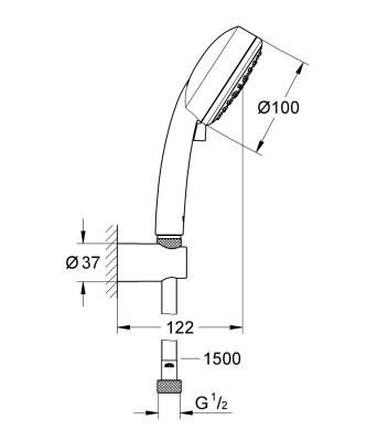 Grohe Tempesta Cosmopolitan 100 Duşu seti 3 akışlı - 27588002 - 2