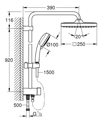 Grohe Tempesta Cosmopolitan 100 Sürgülü Duş Seti 4 Akışlı - 26694000 - 2