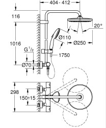 Grohe Tempesta Cosmopolitan System 250 Duvara monte termostatik bataryalı duş sistemi Mat Siyah - 266702431 - 2
