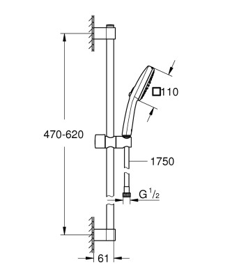 Grohe Tempesta Cube 110 Duş Seti 2 fonksiyonlu (Rain, Jet) - 26905003 - 2