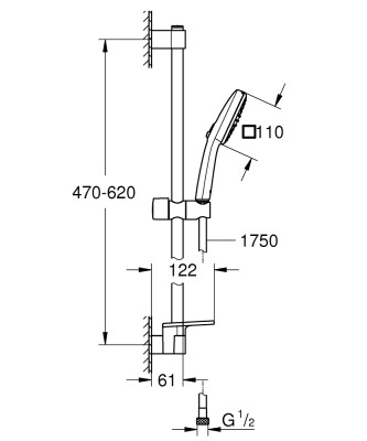 Grohe Tempesta Cube 110 Duş Seti 2 fonksiyonlu (Rain, Jet) - 26907003 - 2