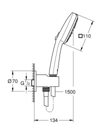 Grohe Tempesta Cube 110 Duvar tutucu seti 3 sprey (Yağmur, Jet, Masaj) - 269102433 - 2