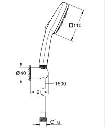 Grohe Tempesta Cube 110 El Duşu Seti 3 fonksiyonlu (Rain, Jet, Massage) - 27588003 - 2