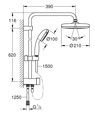Grohe Tempesta Sistem 210 Dış Sistemi - 26381001 - 2