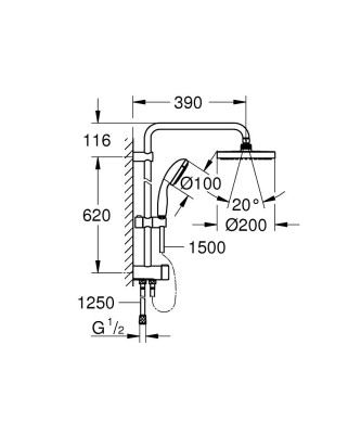 Grohe Tempesta Sistem Duvar Bağlantılı, Divertörlü Duş Sistemi - 27389002 - 2