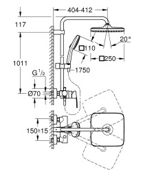 Grohe Tempesta System 250 Cube Duvara monte tek kumandalı bataryalı duş sistemi - 26692001 - 2