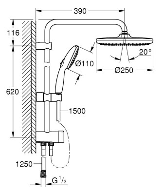 Grohe Tempesta System 250 Duş Sistemi Mat Siyah - 269802431 - 2