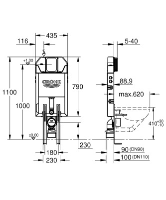 Grohe Uniset İnce Gömme Rezervuar Ayak Seti Dahil 89mm - 39840000 - 2