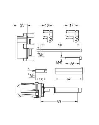 Grohe Universal uzatma seti, 25 mm - 14056000 - 2