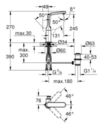 Grohe Veris Lavabo Bataryası L-Boyut - 32184000 - 2