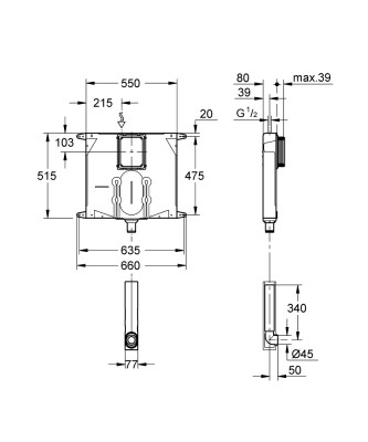Grohe WC 80 mm için gömme rezervuar - 38863000 - 2