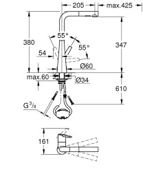 Grohe Zedra Eviye Bataryası - 32553002 - 2
